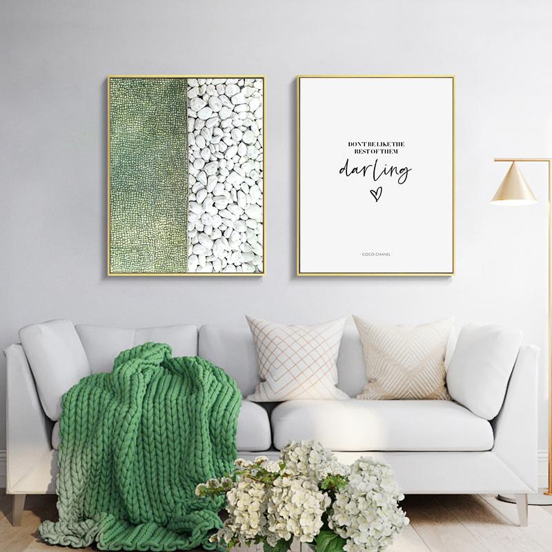 Refreshing Pebbles Plant Green Leaf Canvas Poster Simple Nordic Wall Art Painting Prints Modern Picture Living Room Home Decor