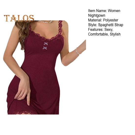 Γυναικείο Νυχτικό Cami Σέξι Δαντελωτή Λεπτομέρεια Ριμπ Πλεκτό Νυχτικό Καλοκαιρινό Με Λεπτές Τιράντες Σπαγγέτι V-Λαιμόκοψη Νυχτικό Μίνι Αμάνικο Φόρεμα