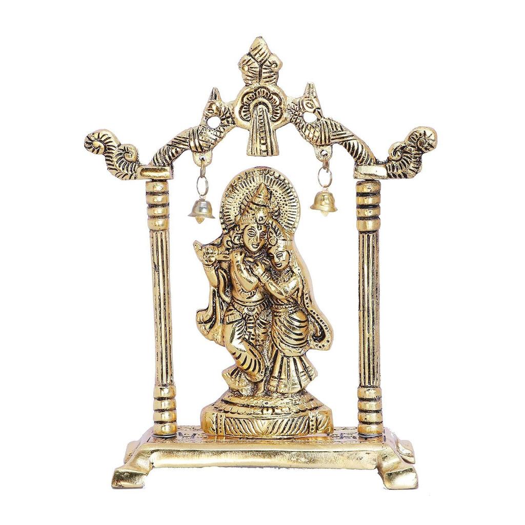 Metal Radha Krishna Statue Gold Plated Decor Your Home,Office & Radha Krishna Murti Idol Showpiece Figurines