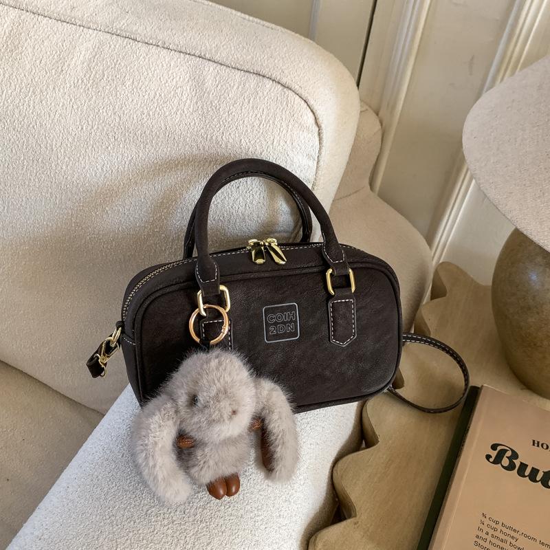 Bag Women's Handheld Winter New Simple Small Square Bag Bowling One Shoulder Retro Fashion Messenger Bag