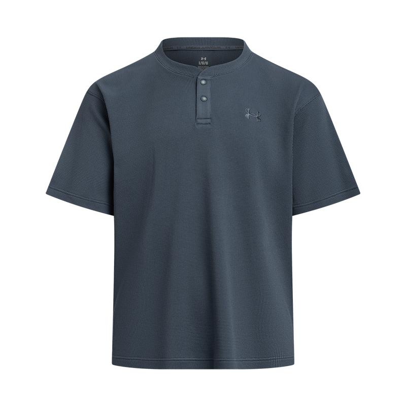 Under Armour WAFFLE HENLEY T Shirt Men s Downpour Gray 044 6007562-044 2XL