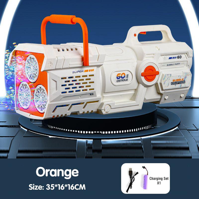 

Электрический пистолет-ракета для мыльных пузырей 60 отверстий Автоматическая машина для мыльных пузырей Детская летняя игрушка для улицы Свадебная вечеринка Подарки на День защиты детей Детям оранжевый