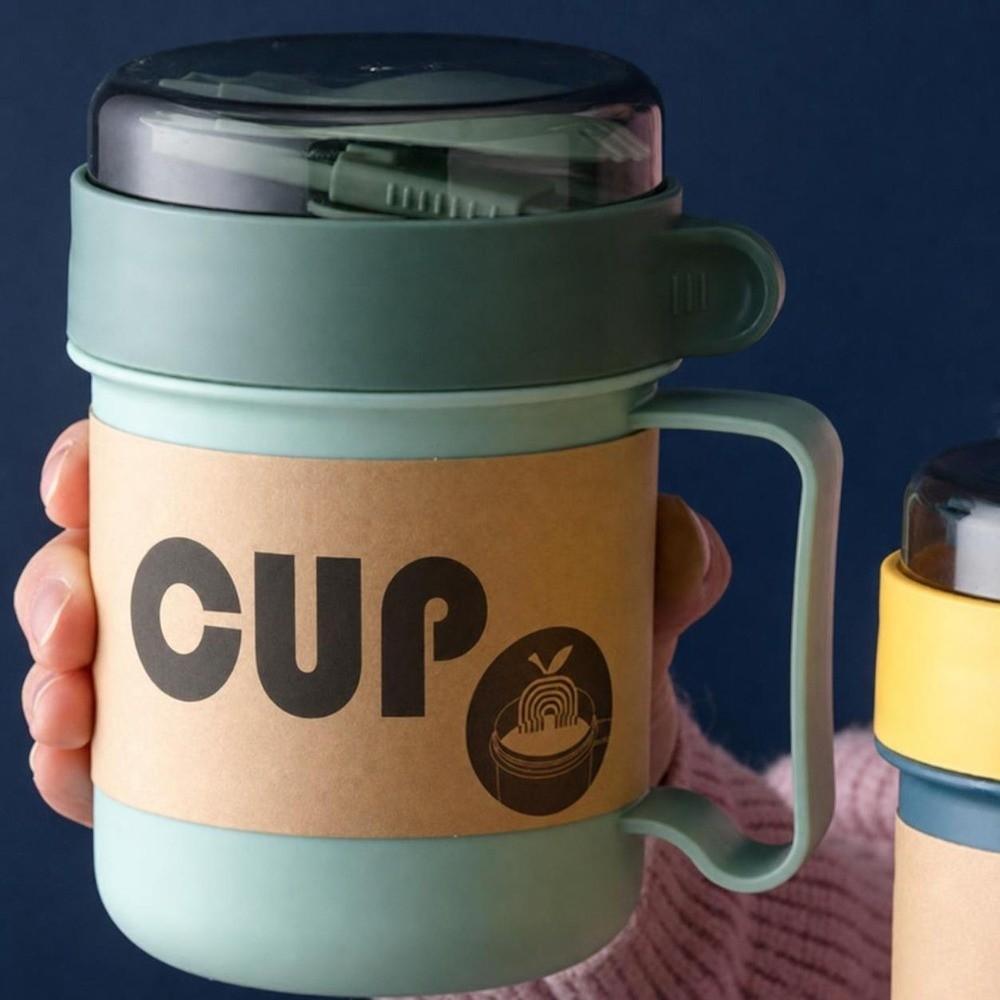 Leak Proof Lid Breakfast Cup Built in Spoon Portable Cup Daily Food Mug with Spoon Picnic Camping