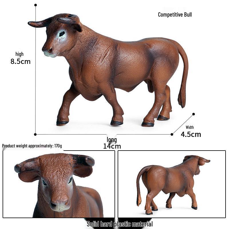Children's Cognitive Animal Model Toy: Yellow Cow, Buffalo, Rhinoceros, Zebu, Bison, Bull Figurine.