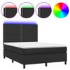Box Spring Bed with Mattress & LED Black 140 x 190 cm Faux Leather