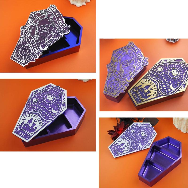 Halloween Pumpkin Coffin Storage Box Mold Epoxy Crystal Resin Silicone Mold for DIY Home Decoration Jewelry Storage