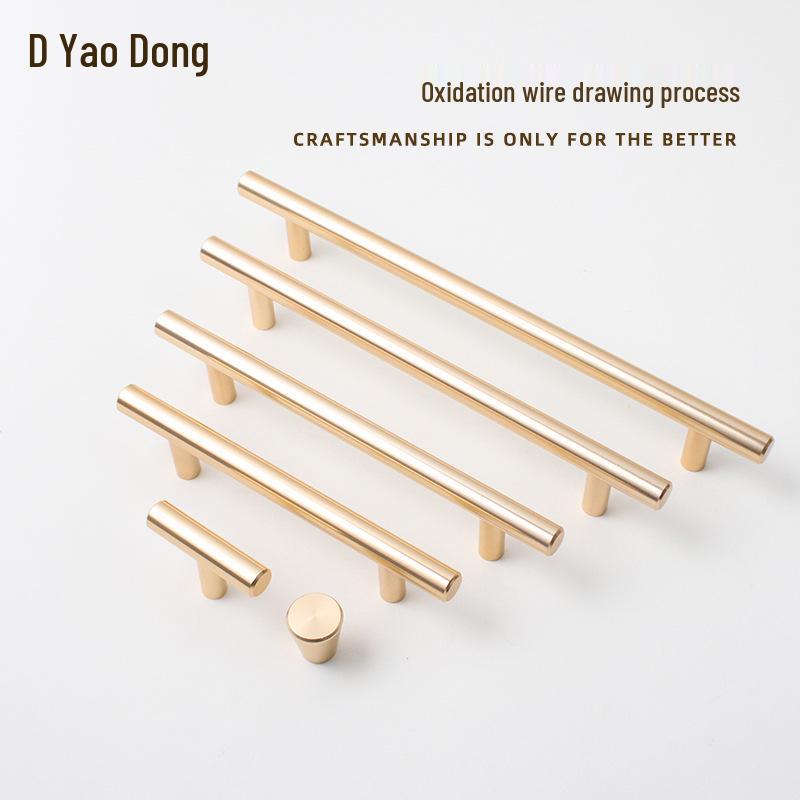 Nordic Minimalist Gold Aluminum Round Bar Handle for Cabinets & Wardrobes