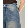 INMAN Women's Rhinestone Washed Denim Shorts