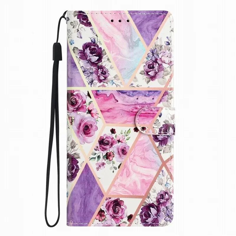 Cute Rose Flower Painted Case for Samsung Galaxy A22 A21S A15 A16 A17 A20 A20E A23 A24 A25 A26 A30 A30S A32 5G Cash Wallet Coque