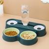 Dispensador Automático de Água para Animais de Estimação com Tigelas Duplas Anti-Tombamento Cães e Gatos Fluxo de Água por Gravidade Sem Derramamentos Acessórios para Animais de Estimação
