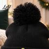 Christmas Holiday Hats Knitted Hat Winter Warm Hat with Pom Decor Cute Santa Claus Headwear Rolled Brim Soft Thermal Cuffed Cap for Party