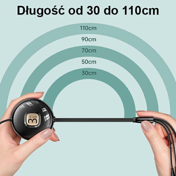 Usams Kabel U69 3W1 1M Zielony/Green(Lightning/Microusb/Usb-C) Sj508Usb03 (Us-Sj508)