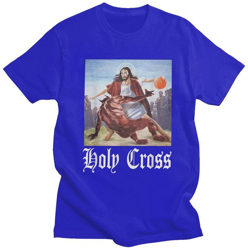 Classic Not Today Satan Jesus Crossover Basketball Holy Cross T Shirt Unisex Tshirts Casual Graphic Tee Tops Slim Fit Clothes