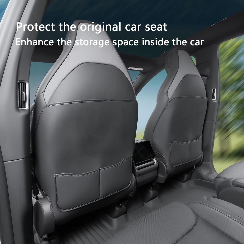 For Tesla Model YL 6-Seater Car Seat Back Anti Kick Pad Leather Full Surround Seat Back Anti Scratch Protector Car Accessories