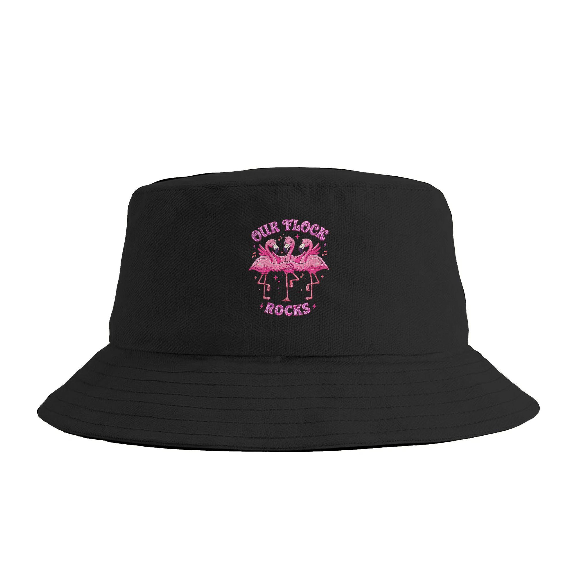 Our Flock Rocks Flamingo Summer Vacation Family Matching Bucket Hat Hip Hop FisherUnisex Caps Foldable Travel Hiking Sun Hats One Size