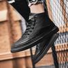 Men's High Top Boots Fashion Casual Leather Boots Lace Up Ankle Booties Classic Black Business Boots for Men Botas Hombre2025