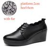 Small Size 33-43 Deep Mouth Genuine Leather Shoes Thick Bottom Platform Pumps 2025 Winter High Heels Wedges Shoes Office Model