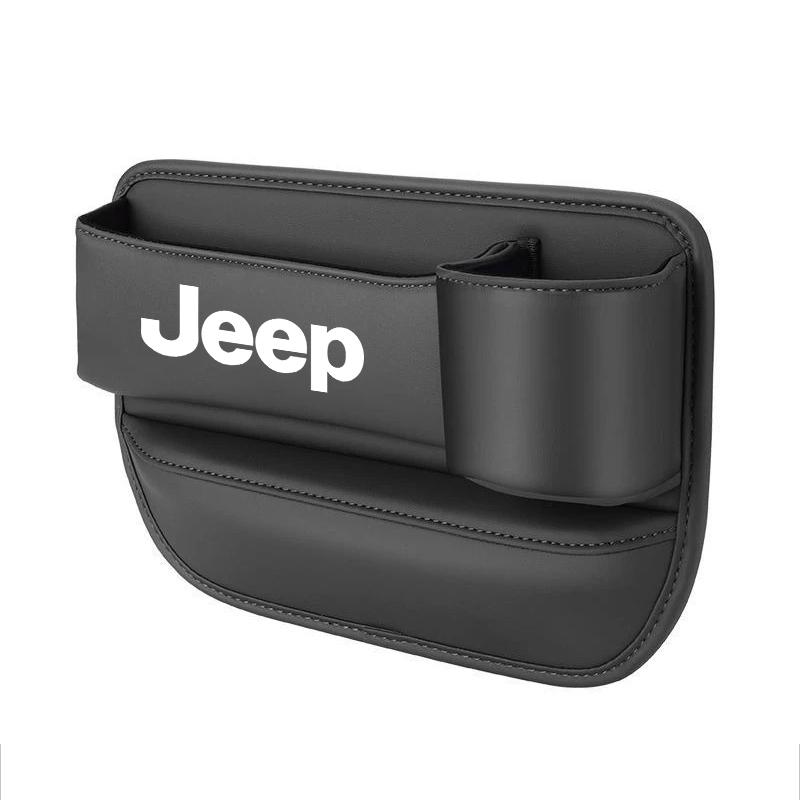 Car Leather Seat Gap Organizer With Cup Storage Box For Jeep Grand Cherokee Wrangler JK Gladiator Compass Renegade Patriot Liber