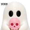 Skull Ice Cream Decor Halloween Mini Ghost Decorative Figurine, 3D Printed White Statue with Small Gothic Home Accents Pink Cream, Cute Desktop