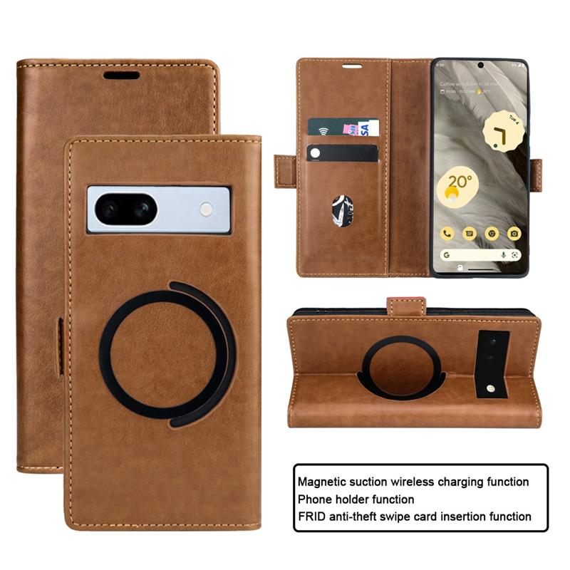 For Google Pixel 9 Pro XL Magnetic Flip Kickstand Leather Phone Case For Pixel 8 7 6 9 Pro 7A 6a ID Card Wallet Book Stand For Magsafe Magsafing Cover