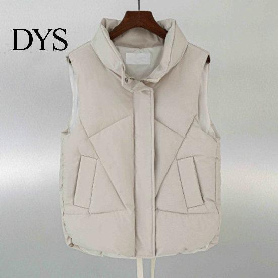 Zipper Buttons Placket Sleeveless Jacket Women Autumn Winter Cotton Padded Waistcoat Stand Collar Vest Closure Pockets Windproof Warm Coat