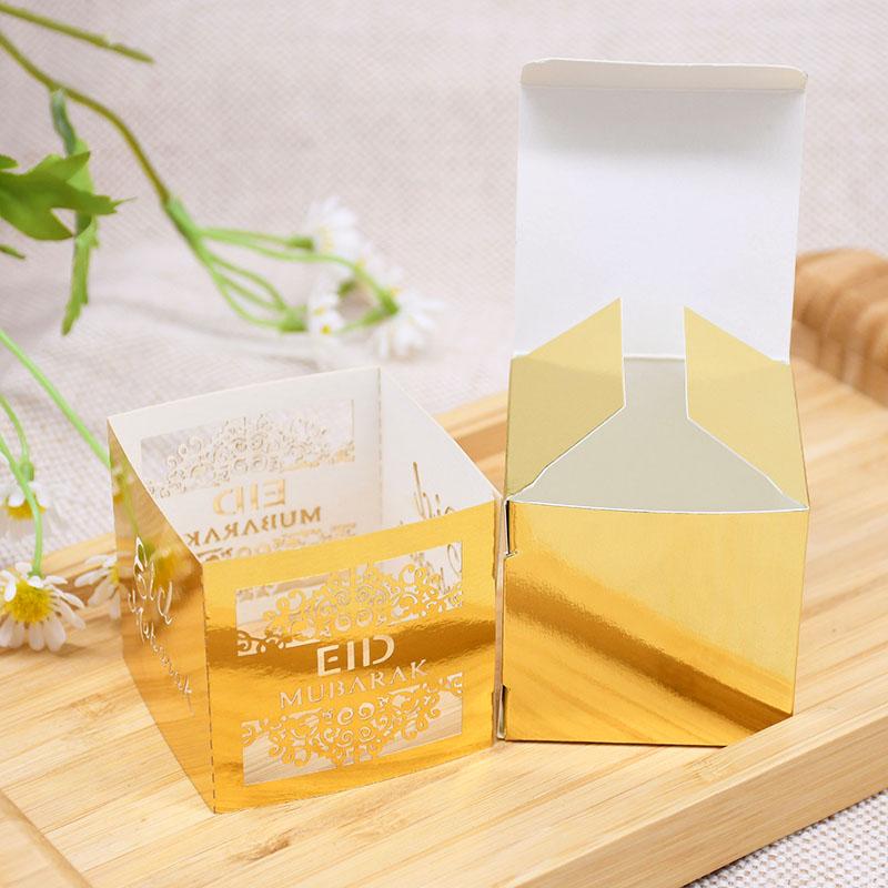 5/10pcs Eid Mubarak Chocolate Candy Box Ramadan Kareem Favor Gift Box Islamic Muslim Festival Happy Al-Fitr Eid Party Supplies