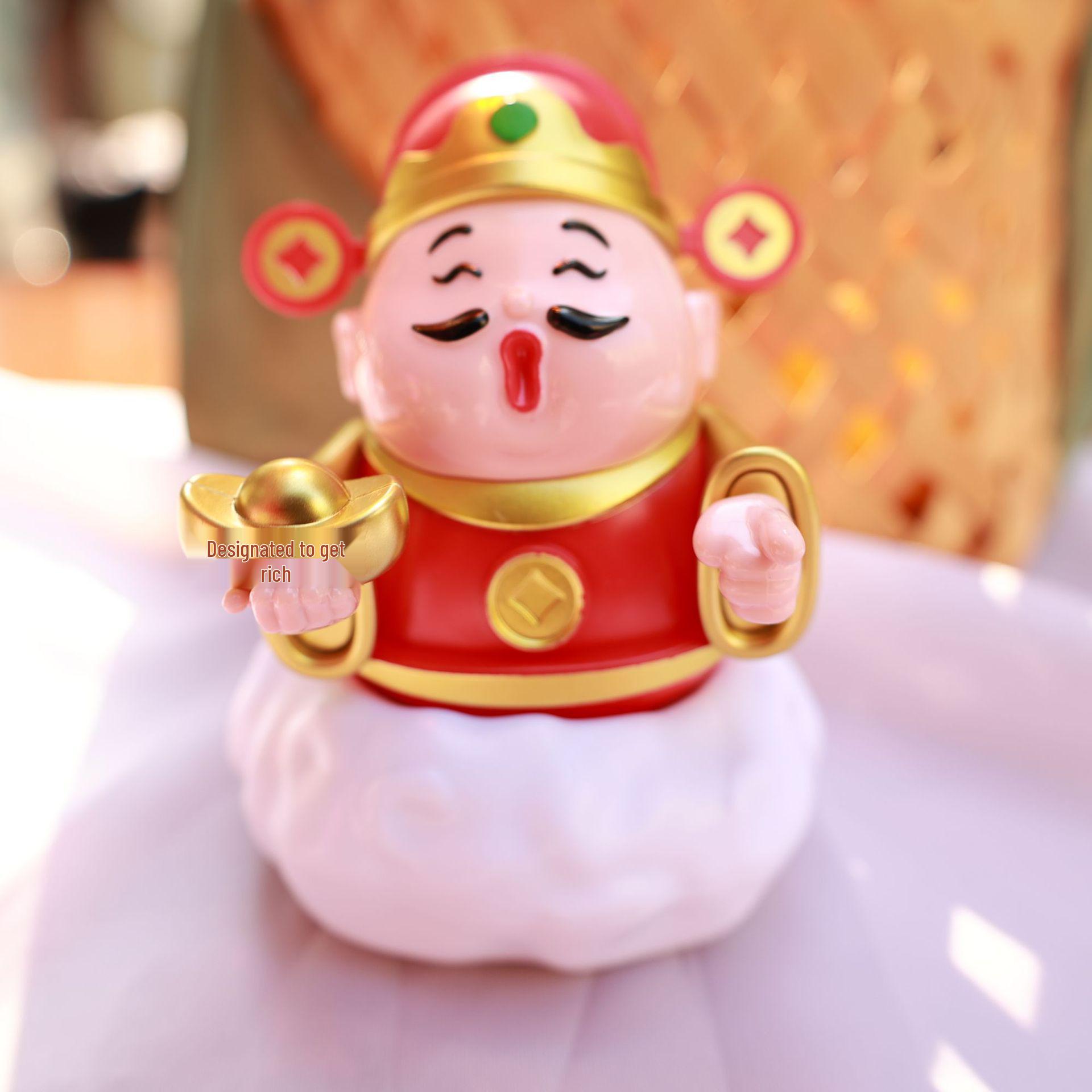

Fortune God Solar Ornament: Left-Right Swinging Wealth Attractor, New Year Cash Register Gift 8.4 x 8.4 x 10.5 cm
