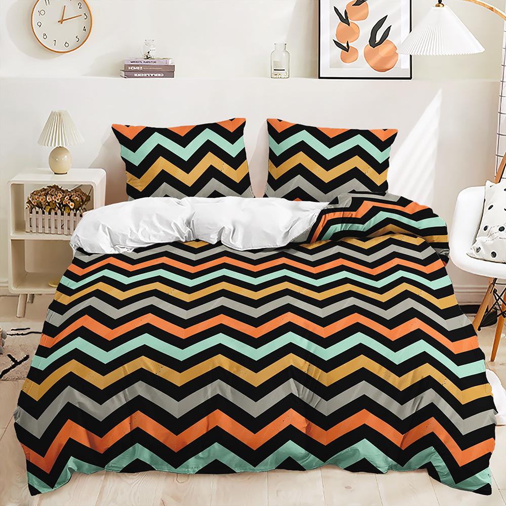 

Quilt Cover Geometric Lines Modern Minimalist Style Digital Printing Three-Piece Bedding 135 * 200 (two-piece set) 90g