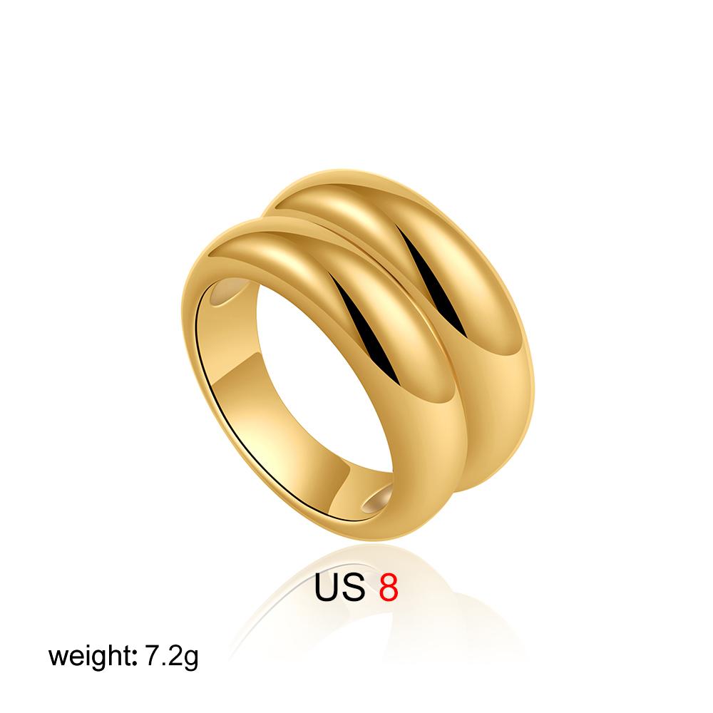Retro Stainless Steel Flower Woven Geometric Ring with Wide Edges Double Layered Texture Simple and High-End Feeling Layered