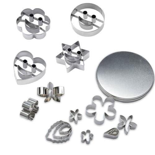 Set of 16 Stainless Steel Cookie and Vegetable Cutter Cutters, Handmade (Set A)