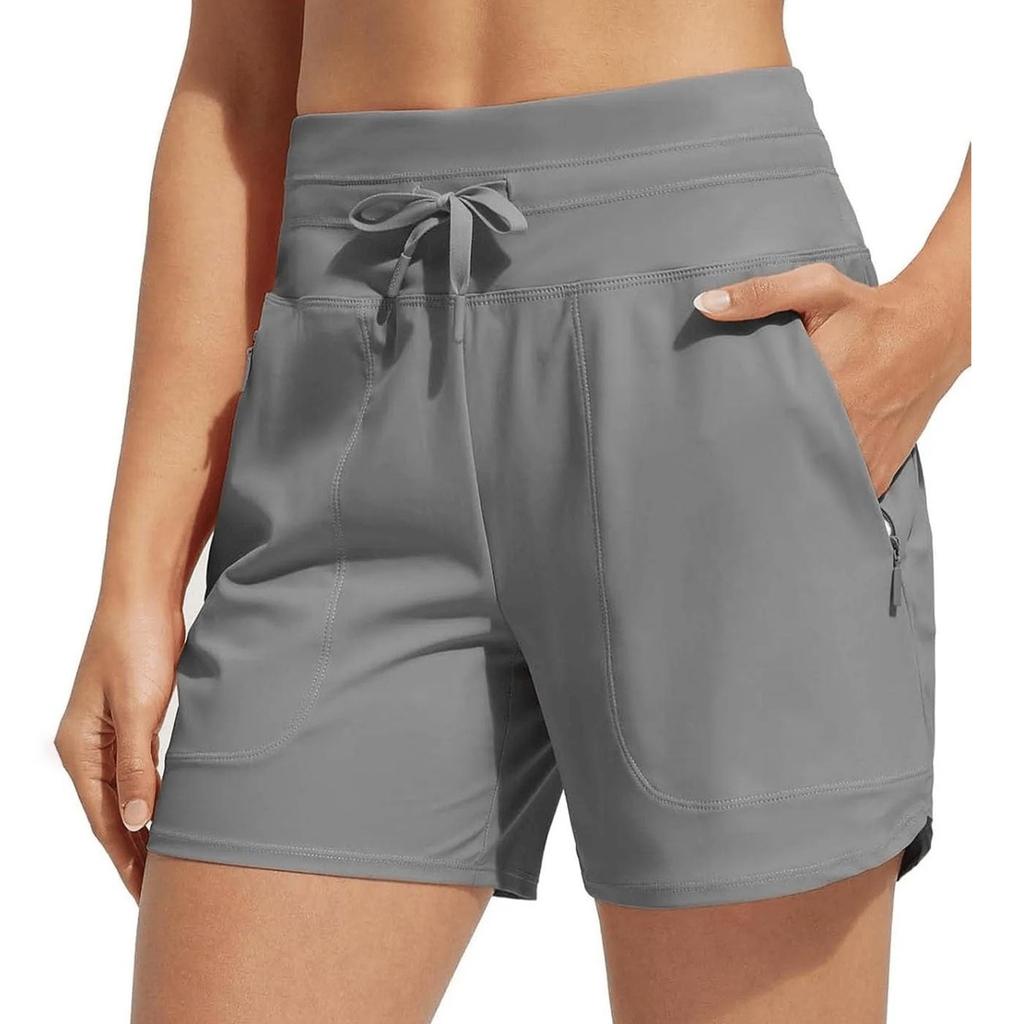 Women's Running Shorts, High Waisted Yoga Shorts, Loose And Casual Sports Solid Color Shorts