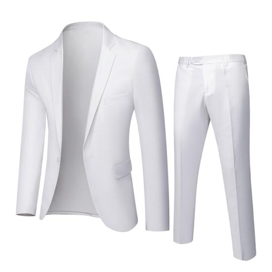 2Pcs/Set Suit Solid Lapel Long Sleeve Men Color Long Pants Set