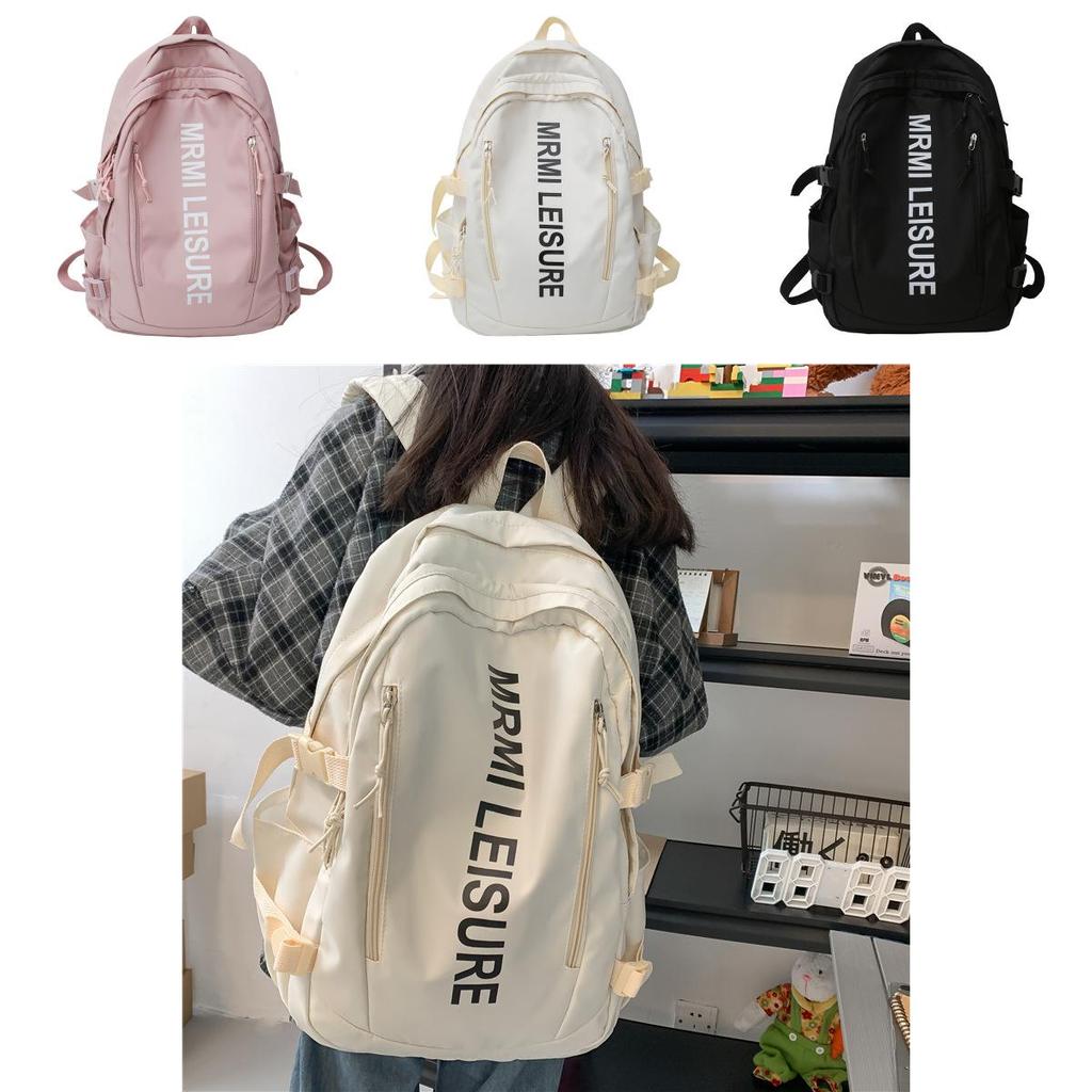 Letter Student Backpack Girls Boys Nylon Large Capacity School Bag For Daily Use
