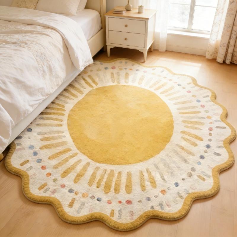 Dopamin-Farben Teppiche für Wohnzimmer Flauschig Weich Schlafzimmer Dekor Teppich Unregelmäßige Form Nachttischteppich Zuhause Verdickt Plüsch Bodenmatte