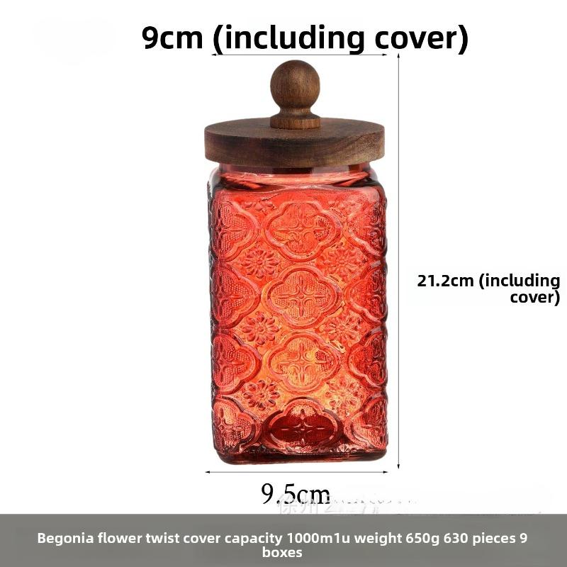 1000 Farben Begonien Glas Vorratsglas Vintage Küche Getreide Nussglas Haushalt Teeglas Lebensmittelaufbewahrung Behälter Geschenk Heimdekoration