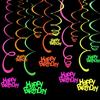 Fluorescent Happy Birthday Banner with Stars - Party Decoration