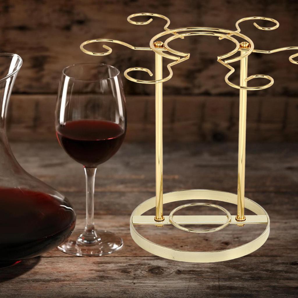 Wine Glass Holder Countertop with 6 Hooks Goblet Storage Rack for Desktop