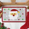 Red Christmas Print Faux Cashmere Bath Mat - Non-Slip Shower Rug & Festive Entryway Doormat