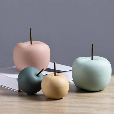 2-piece Ceramic Apple Figurine Home Decor Fruit Centerpiece Colorful Apple Pomme Ornaments Sweet Gift for Wedding