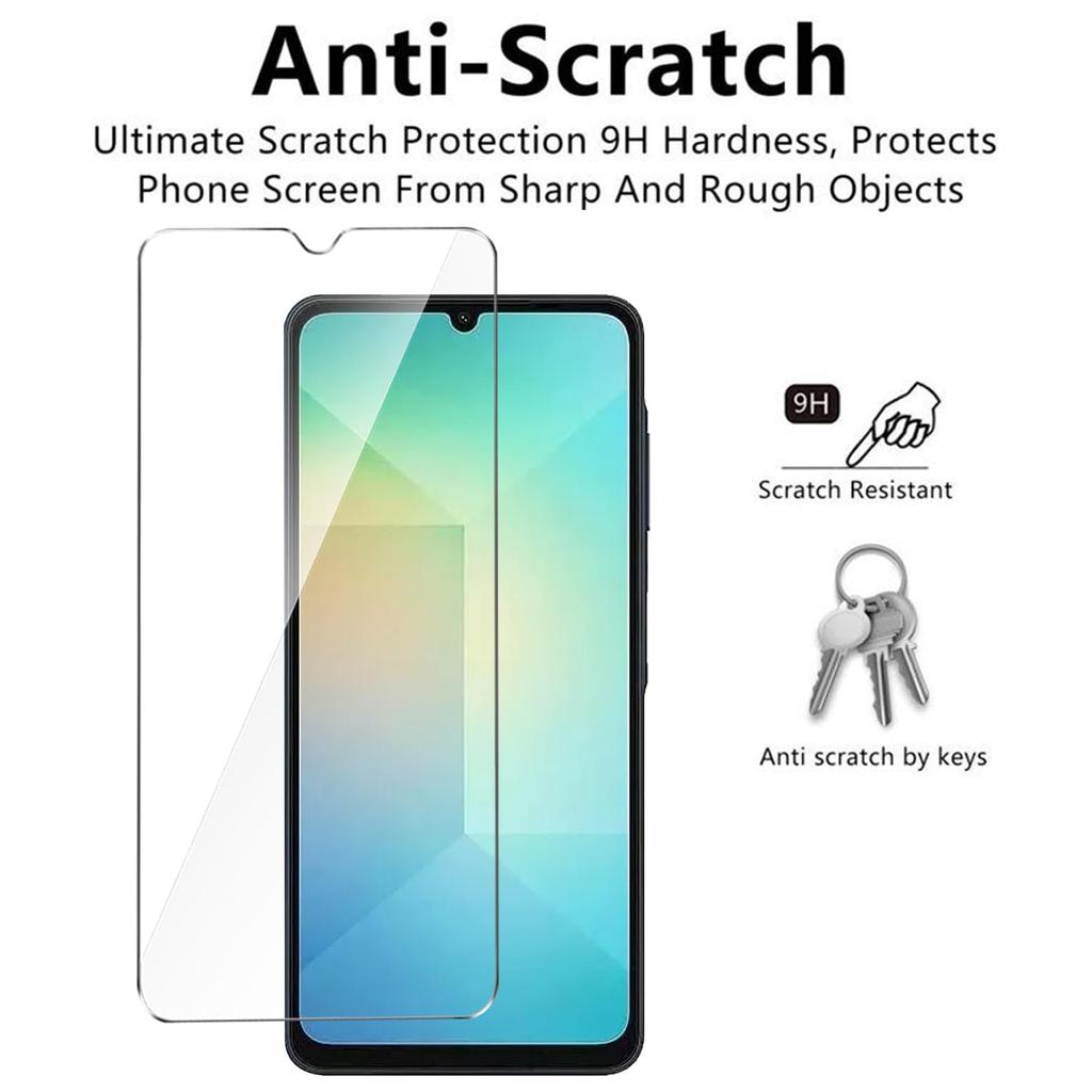 For Samsung Galaxy A06 4G Case TPU Clear Phone Cover + 3PCS Tempered Glass Screen Film 2.5D Arc Edge