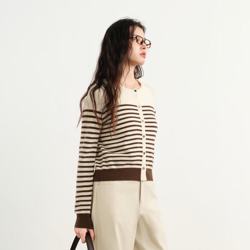 Elva' Island Women's Striped Long-Sleeve Knitted Cardigan