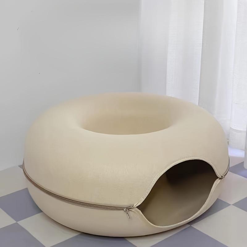 

Wool Felt Cat Tunnel Nest – Modern Style Uncharged Donut Bed, Detachable & Washable All-Season Cat House, 1pc Cozy Cat Condo M кремовый