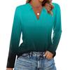 Women's Fashion Casual Lapel Short Long Sleeve Print Shirt Women's V-Neck Tops