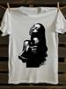 S Vintage Black & White Woman Face Print Cotton T-Shirt