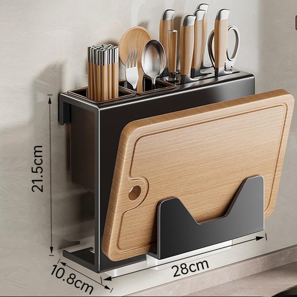 Knife Holder Rack Kitchen Wall-mounted Multi-functional Kitchen Knife Chopstick Barrel Knife Holder Integrate Storage