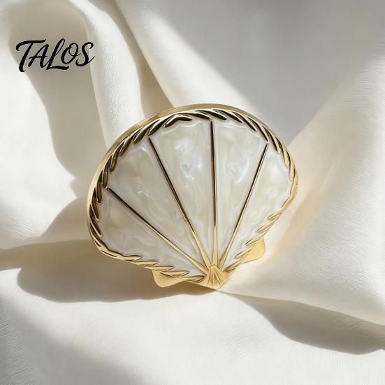 Fashion Scarf Knots 4Pcs Rings for Women, Clip with Ginkgo Leaf/Seashell/Tulip/Faux Jewelry Scarves Pearl Shell Design, Metal Buckles Shawl