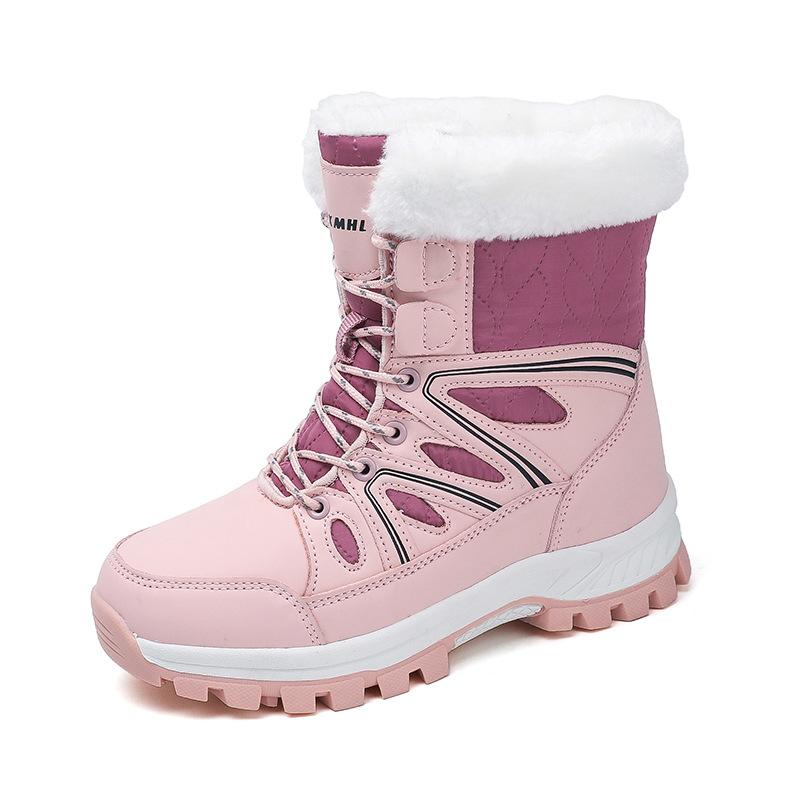 

2025 New Outdoor Travel Sports Large Size Snow Boots Women s Winter Fleece Warm Medium Boots Women s Boots Ski Hiking Shoes 42 рожевий