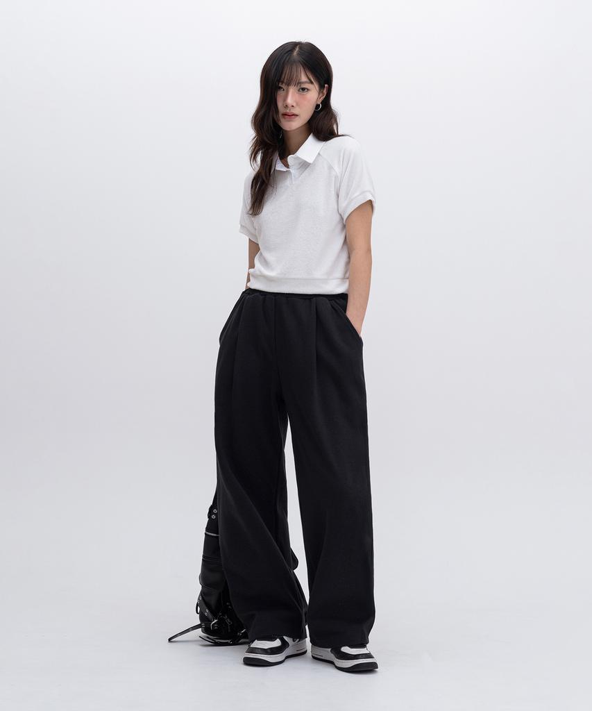 LEMAIN SECOND One-Pleat Wide Sweatpants [Black] (B Type)
