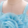 Toddler Princess Dress with 3D Rose Flowers and Shiny Satin Puff Sleeves