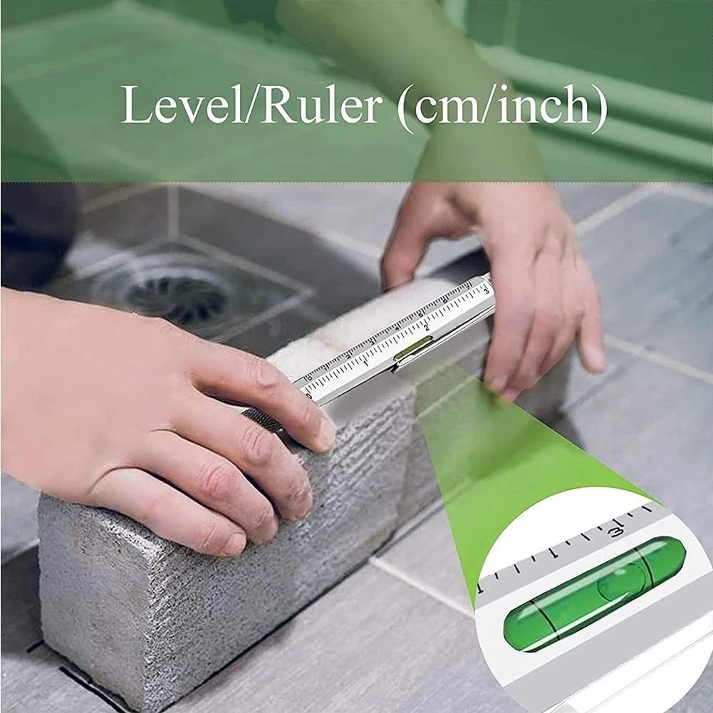 7 In1 Multifunction Ballpoint Pen With Modern Handheld Tool Measure Technical Ruler Screwdriver Touch Screen Stylus Spirit Level